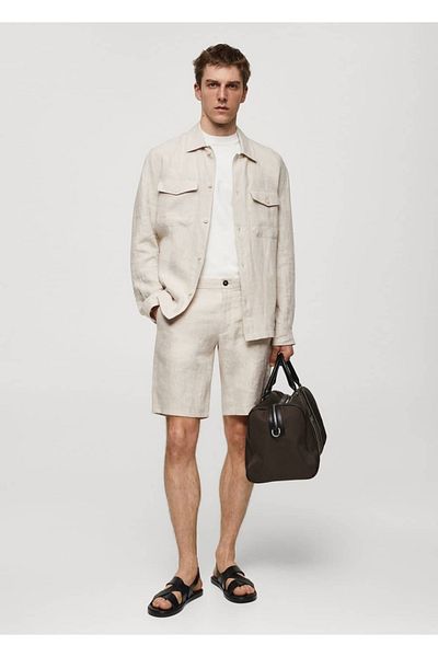 MANGO Man Slim-Fit-Bermudashorts aus 100 % Leinen