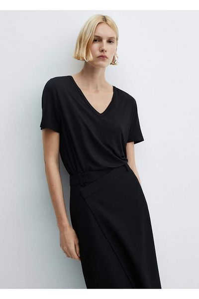 MANGO Woman V-Neck T-Shirt
