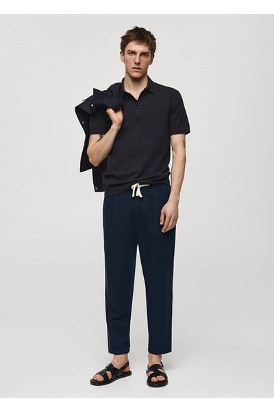 MANGO Man Fein gewebtes Poloshirt