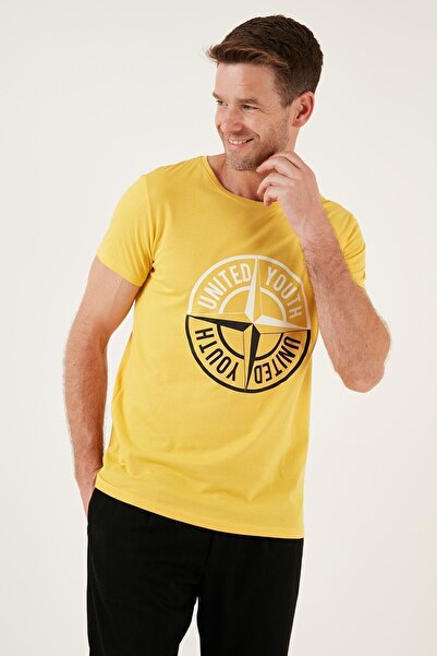 Buratti Baskılı Bisiklet Yaka % 100 Pamuk T Shirt Erkek T Shirt 541pusula