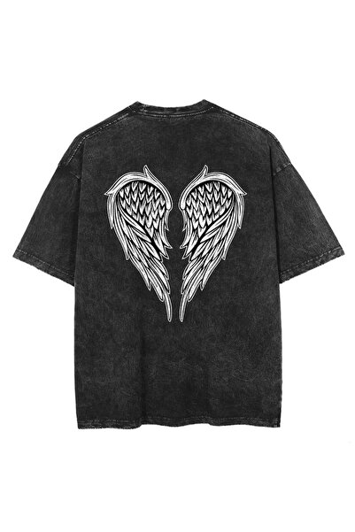 Touz Moda Μπλουζάκι Vintage Unisex με στάμπα με στάμπα με φτερά