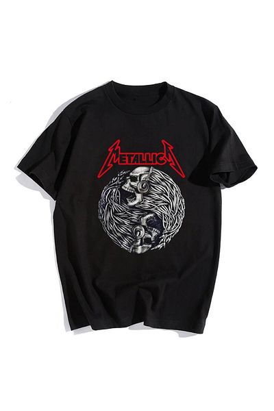 Touz Moda تي شيرت Rock Series Metallica أسود للجنسين مقاس كبير
