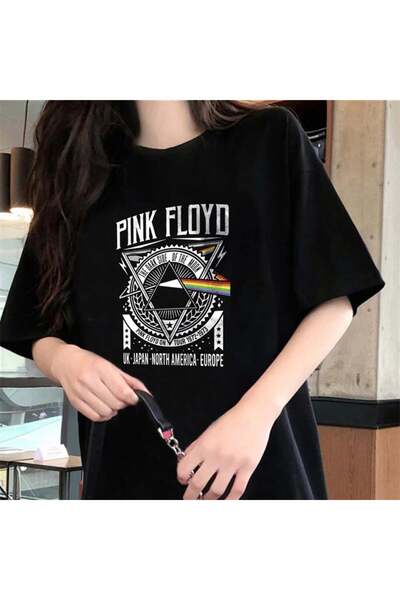 Touz Moda تي شيرت Rock Series Pink Floyd أسود للجنسين مقاس كبير