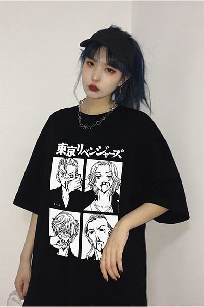 Touz Μαύρο χρώμα Tokyo Revengers Large printed Unisex T-shirt Anime