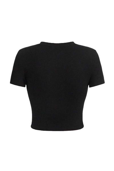 Touz Moda Y2k Letter &amp; Motorcycle Printed Black Crop