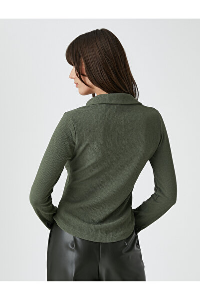 Koton V Yaka Gömlek Uzun Kollu Düğmeli