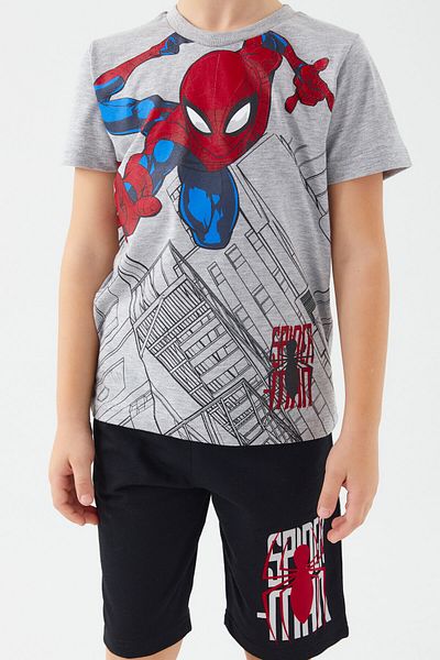 SPIDERMAN Buildings Gray Boy Bermuda Suit