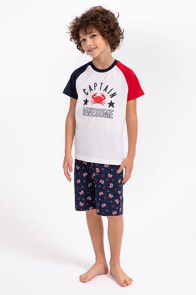 Arnetta Boy's Cream Bermuda Suit - Captain Awesome