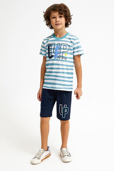 ROLY POLY Boy's Blue Bermuda Set - Rolypoly Never Give Up