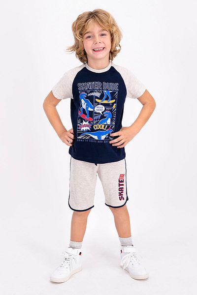 ROLY POLY Navy Blue Rolypoly Skater Dude - Boy's Bermuda Set