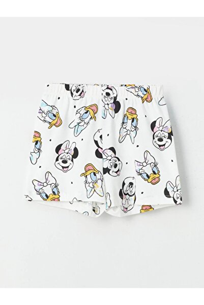 LC Waikiki LCW Kids Gömlek Yaka Minnie Mouse Baskılı Kısa Kollu Kız Çocuk Şortlu Pijama Takımı