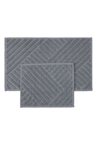 Koza Home Medea Gray 2-Piece Cotton Bath Mat Set 60x100 60x50 8593
