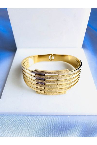 Yush aksesuar 6-Piece Glitter Rib Steel Handcuff Bracelet Set