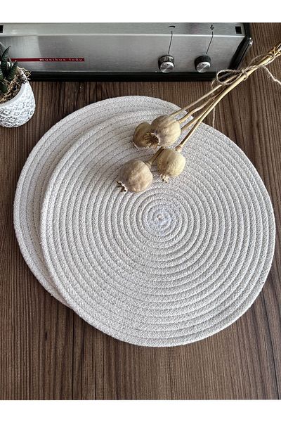 GARDENYA HOME قطعتان من طبق الجوت الكريمي / طبق تقديم لوكس للخدمة الأمريكية