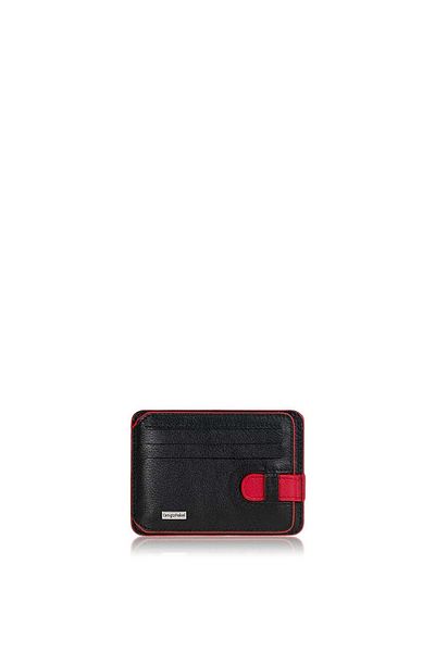 CENGİZ PAKEL Genuine Leather Cengiz Pakel Card Holder 2404 - Black/Red