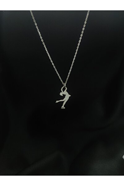 Genel Markalar Kadın Beyaz Artistik Patinaj Buz Pateni Gümüş Kolye Buz Pateni...