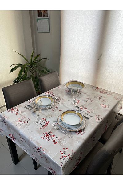 mavi ıhlamur Lined Stain Resistant Wipeable Care Free Hygienic Washable PVC Oilcloth Tablecloth