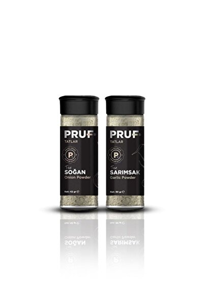 PRUF Sarımsak Tozu Soğan Tozu Ikilisi Doğal Katkısız Koruyucusuz Cam Şişe