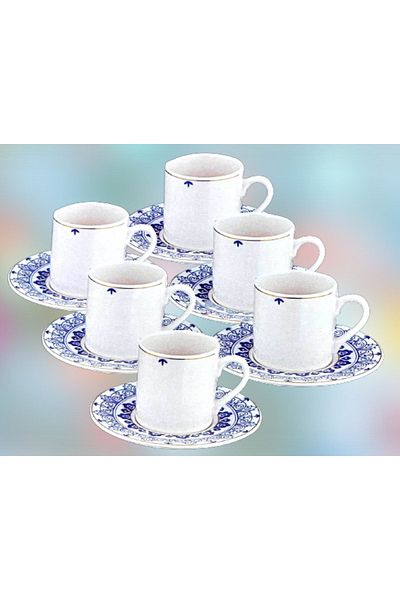OMS PASLANMAZ Oms Collection 11116 Mavi Star Coffee Cup Set for 6 People