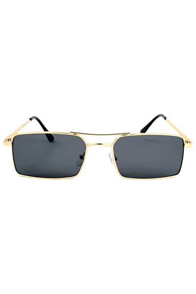 Mood Agenda Gold Metal Framed Rectangular Unisex Sunglasses