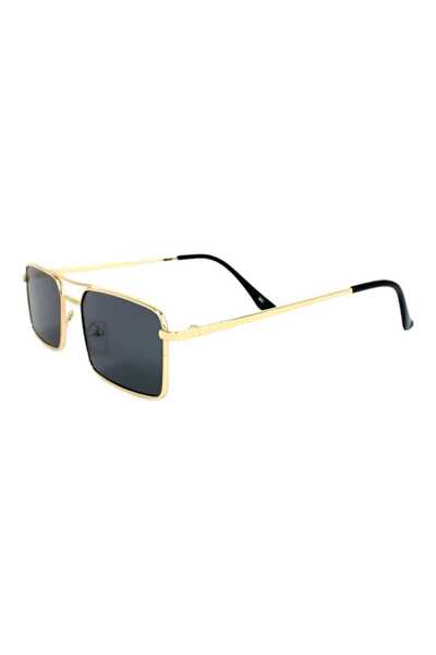 Mood Agenda Gold Metal Framed Rectangular Unisex Sunglasses