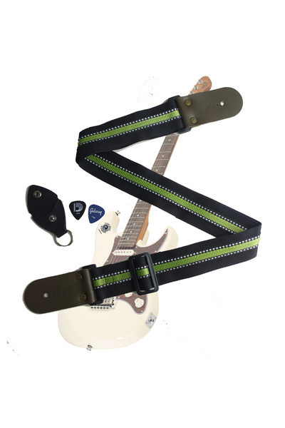 MEDUSA Gerçek Deri Green Gitar Askısı Ukulele Askısı Saz Askısı Enstrüman Ask...