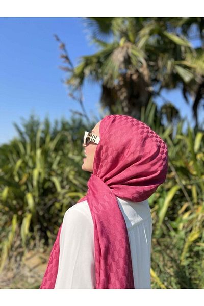 VALORSCARF Lilium Pink Qoza Pattern Silky Jacquard Shawl
