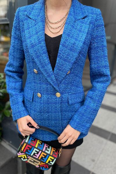 Miyore Jachetă blazer din tweed cu guler dublu - Saks