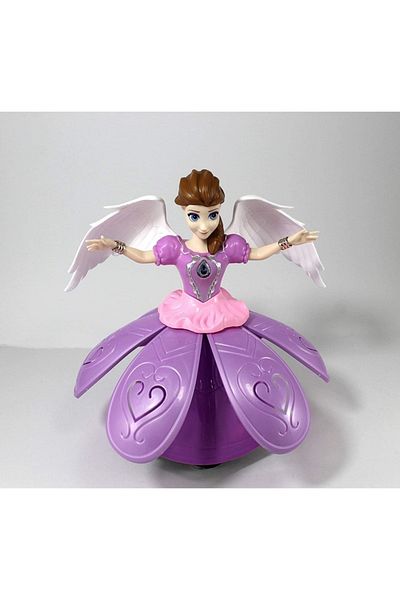 TEKNOLOJİ WORLD Angel Girl Dancing Singing Princess Toy with Sound and Light and Opening and Closing Skirts