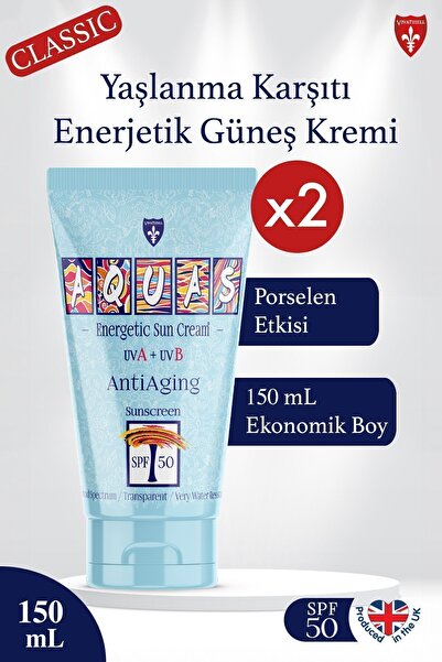 Aquas Classic Yaşlanma Karşıtı Enerjetik 150 ml Güneş Kremi 2'li Fırsat Paketi ESKİ FORMÜL TRANSPARENT