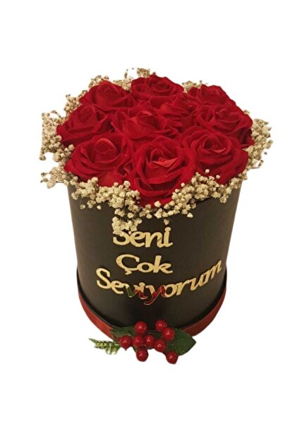 İklim Flowers Silindir Kutuda Gerçek Görünümlü Yapay Kadife Gül Kız Isteme Bu...