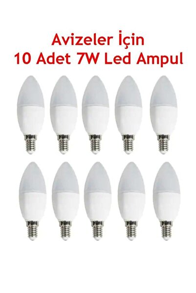 Noas Avizeler Için E-14 Duylu 7w Led Ampul Beyaz Işık 10 Adet