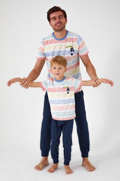 ROLY POLY Rolypoly Bird Pattern Cream Boy Short Sleeve Pajama Set