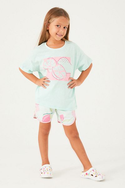 ROLY POLY Set de pantaloni scurți pentru fete, cu model de fructe Rolypoly, verde deschis