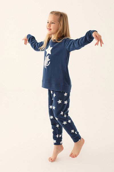 Arnetta Fair Fa Fredo Navy Blue Girl's Long Sleeve Pajama Set