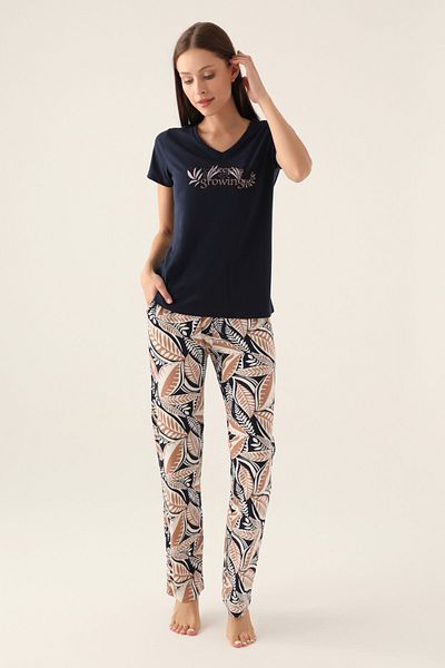 Arnetta Keep Navy Blue Women's Short Sleeve Pajama Set