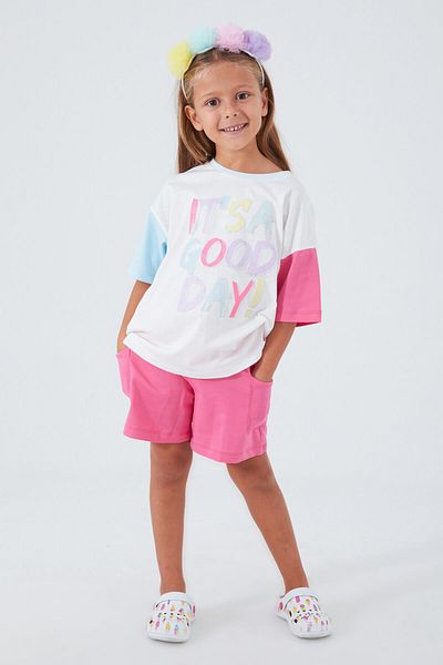 ROLY POLY Rolypoly It's A Good Day Cream Girls' Shorts Set