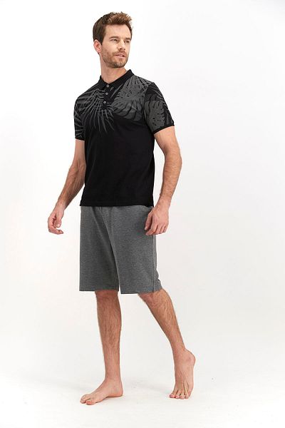 Arnetta Black Shadow Leaf Men's Bermuda Set