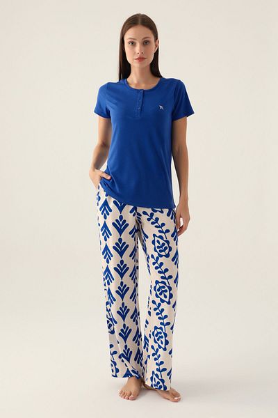 Arnetta Women's Blue Short Sleeve Pajama Set