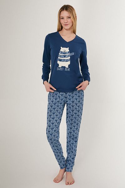 Arnetta Women's Long Sleeve Pajama Set - Dark Indgio