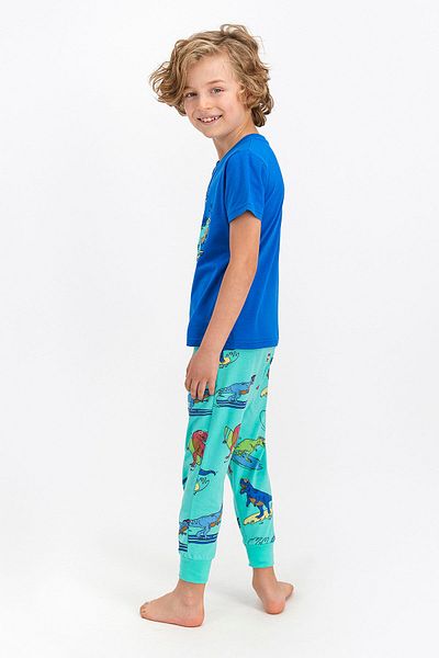 ROLY POLY Boy's Short Sleeve Pajama Set - Rolypoly Surf Crocodile Cobalt Blue