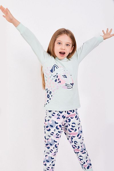 ROLY POLY Комплект пижама с дълъг ръкав за момиче Rolypoly Leopard Water Green