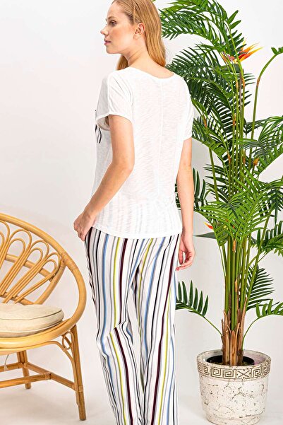 Arnetta Γυναικείο Σετ Πιτζάμες Κρεμ Χρώμα Boat Neck κοντομάνικο - με τσέπη