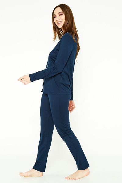 Pierre Cardin Set de pijamale de cămașă pentru femei albastru bleumarin clasic