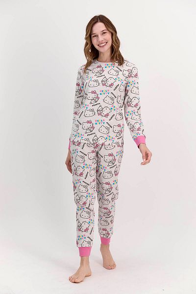 Hello Kitty Licensed Beige Melange Women's Pajama Set