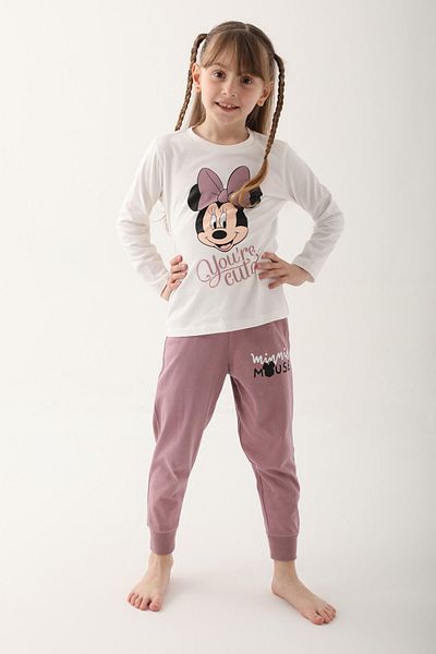 Minnie Mouse Disney girls' cream long sleeve pajama set