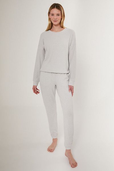 Pierre Cardin Set de pijamale cu mânecă lungă, gri Pinstripe, pentru femei