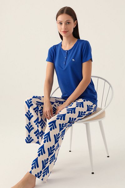 Arnetta Women's Blue Short Sleeve Pajama Set