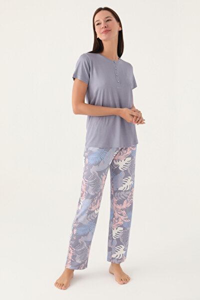 Pierre Cardin Leaf Mor Kadın Kısa Kol Pijama Takımı