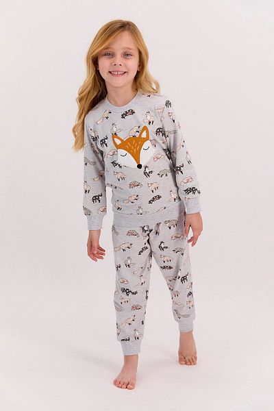 Arnetta Foxes Karmelange Girl's Long Sleeve Pajama Set